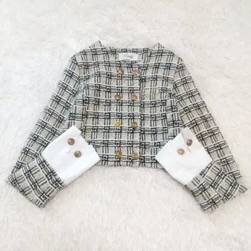 Randy 란디 레이어드 트위드 자켓 골드 버튼 숏 기장 S