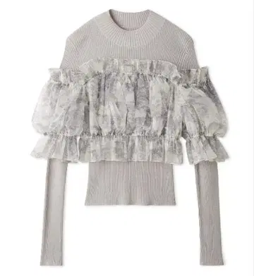 [ 새상품급 ] SNIDEL 스나이델 튤 오프숄더 도킹 니트 풀오버