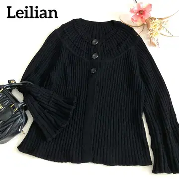 레리안 니트 가디건 루즈핏 벨 슬리브 리브 니트 블랙 고급