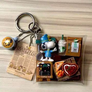 가챠 파우치 카페 브라운 블루 PEANUTS