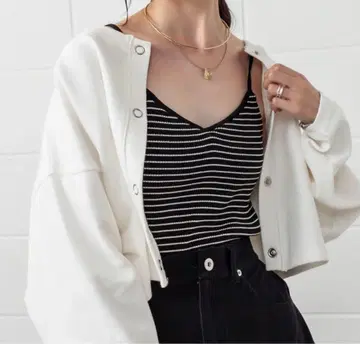 [No.269] mystic 화이트 크롭 가디건 숏 기장