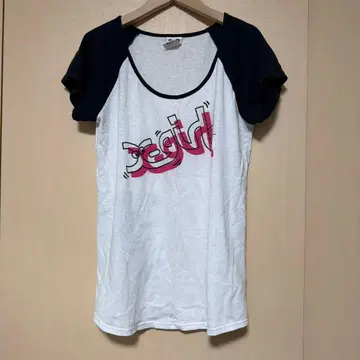 x-girl 그래픽 래글런 티셔츠