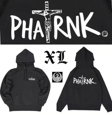 [PHATRNK 팻랭크] 그리스도 로고 블랙 후드티 XL