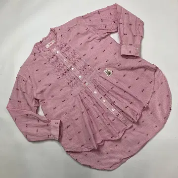 [ 새상품급 ] 핑크하우스 핑크스 우라사짱 자수 스트라이프 블라우스