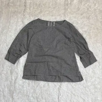 a.v.v 여성용 7부 소매 블라우스 L 깅엄 체크 이토킨 코튼