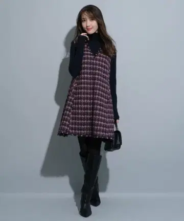 Apuweiser-riche 플레어 트위드 점프 스커트