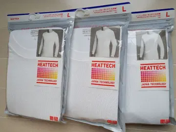 유니클로 히트텍 크루넥 T 칠부 소매 화이트 L 3장 세트