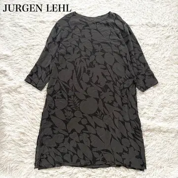 새상품급 요건 레일 자카드 보태니컬 무늬 원피스 그레이 슬릿