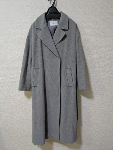 슬로브 이에나 빅 라펠 비버 코트 그레이