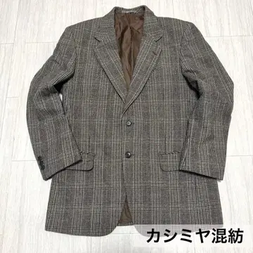 캐시미어 혼방 빈티지 체크 무늬 테일러드 자켓