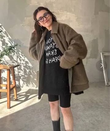 JEANASIS 샤기 ZIP 미들 코트 카키