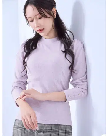 미니 라메 골지 패널 티셔츠: 라벤더 96 사이즈