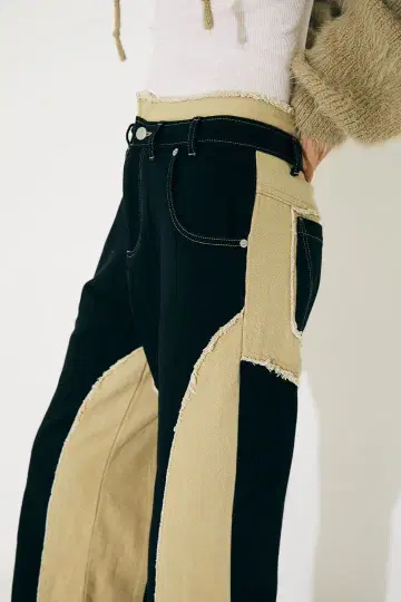 viavanda BICOLOR FRAY 스트레이트 팬츠