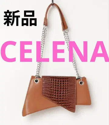새상품 CELENA 악어 엠보싱 비대칭 플랩 체인 숄더백
