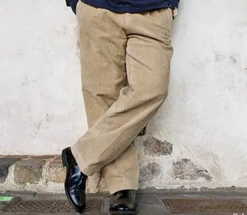 리카르도메사 코듀로이 원턱 와이드 팬츠 베이지 46