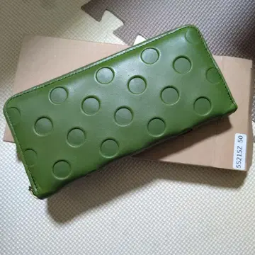 미사용 쥬케로 도트 장지갑 천연 가죽 그린 장기 보관 컴팩트