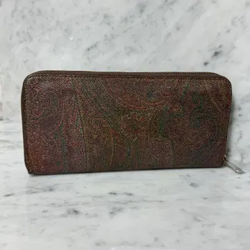 이탈리아제 ETRO 에트로 라운드 지퍼 장지갑 브라운