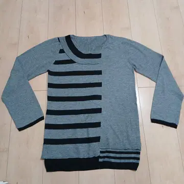 [ ATSURO TAYAMA A.T ] 그레이 블랙 스트라이프 긴팔 니트