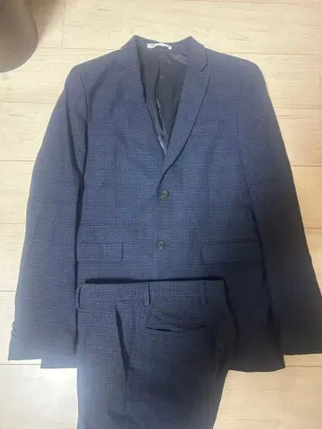 ZARA 체크 무늬 캐주얼 수트 블루