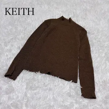 [ 키이스 ] 새상품급 긴팔 하이넥 리브 니트 상의 브라운 캐주얼 코디
