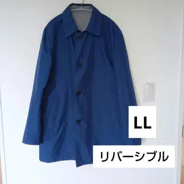 [ 새상품급 ] 리버서블 파랑/하운드투스 체크 스텐카라 코트