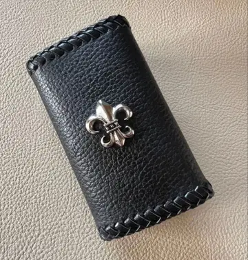 가죽 키케이스 플뢰르 드 리스 천연 가죽 키케이스 4연 핸드메이드