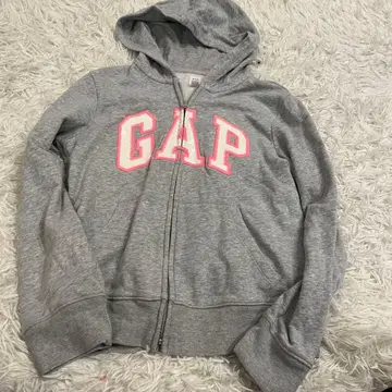 y2k GAP 후드 부착 지퍼 후드티 그레이 스팽글