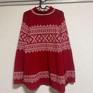 Eddie Bauer 에디 바우어 니트 빨간색 화이트 올 패턴 홍콩제