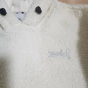 x-girl 아이보리 플리스 후드티