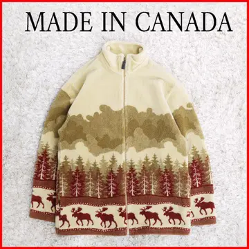 새상품급 캐나다제 CITYSCAPE 플리스 구제 의류 패턴 빅 사이즈