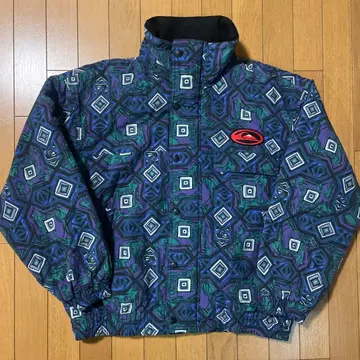 레어!! 90s QUIKSILVER 기하학 패턴 나일론 자켓 충전솜 포함