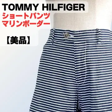 [새상품급] TOMMY HILFIGER 보더 숏팬츠 L 네이비 화이트