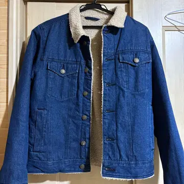 보아 안감 부착 다크 블루 데님 자켓