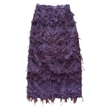 [ outersunset ] 프린지 샤기 롱 타이트 스커트