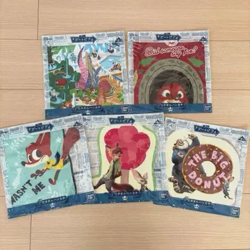 미개봉 새상품 주토피아 디즈니 제일복권 F상 타월 손수건 5종 세트