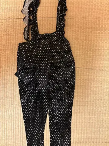 원스포 도트 무늬 프릴 살로펫 벨로아 리본 원스포