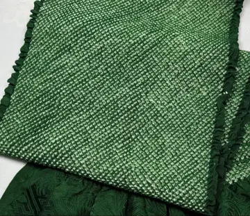 w-091 순수 실크 오비 장식 천 총 조임 후리소데 성인식 짙은 녹색