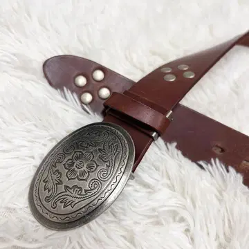 Levi's 리바이스 스터드 벨트/버클 포함 가죽 벨트 브라운