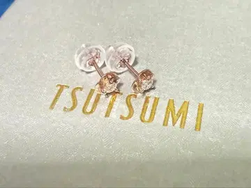 TSUTSUMI K10 핑크 골드 다이아몬드 귀걸이