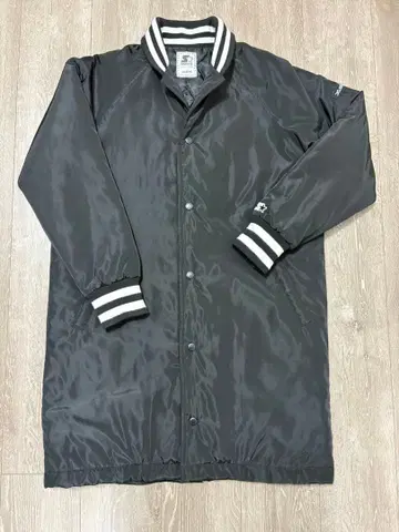 X-girl 블랙 퀼트 롱 자켓 스트라이프 옷깃 2