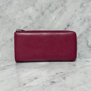 이탈리아제 HIROFU L자형 지퍼 장지갑 천연 가죽 핑크