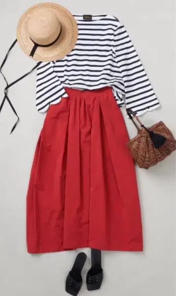 PaleJute 레드 롱 스커트