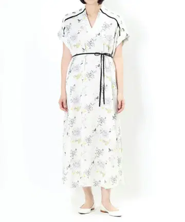 [ 마메쿠로구치/Mame ] 꽃무늬 플라워 프린트 원피스