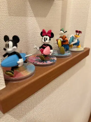 미키 미니 구피 도날드 서핑보드 피규어 4체 세트