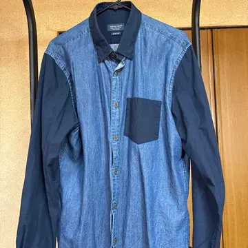 데님 셔츠 네이비 콤비