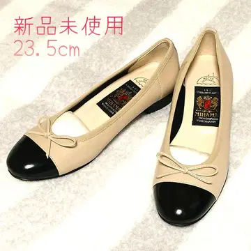 MIHAMA 23.5cm 미사용 새상품 베이지 리본 커터 슈즈