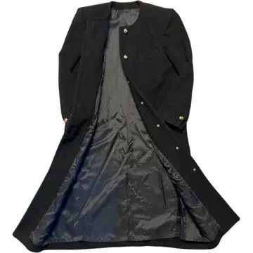 알파카 혼방 로페 롱 코트 블랙 골드 버튼