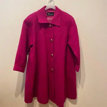 PAUST 핑크 A라인 롱 코트 울 9호