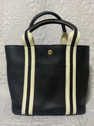 탑카피 블랙 가죽 토트백 스트라이프