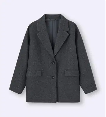 이번 시즌 지유 코지 멜톤 오버 사이즈 하프 코트 다크 그레이 S